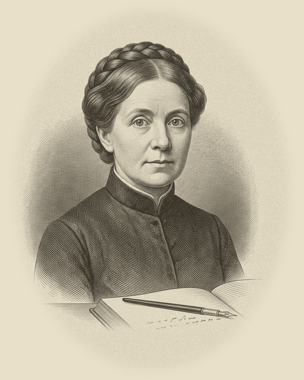 Engraved portrait of Registrar Wren Halloway.
