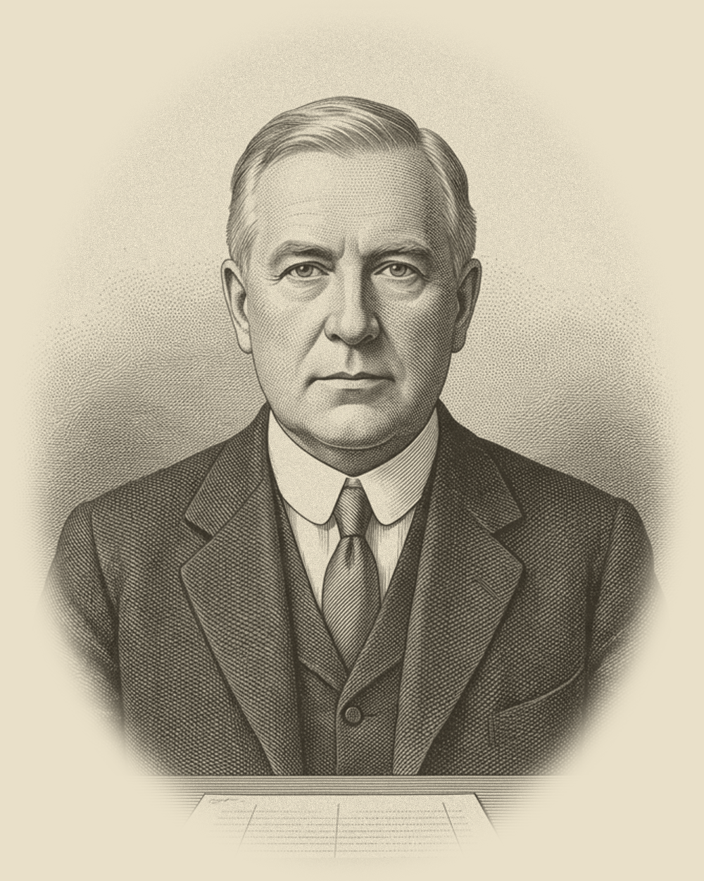 Engraved portrait of Chairman Aurelius Pemberton.