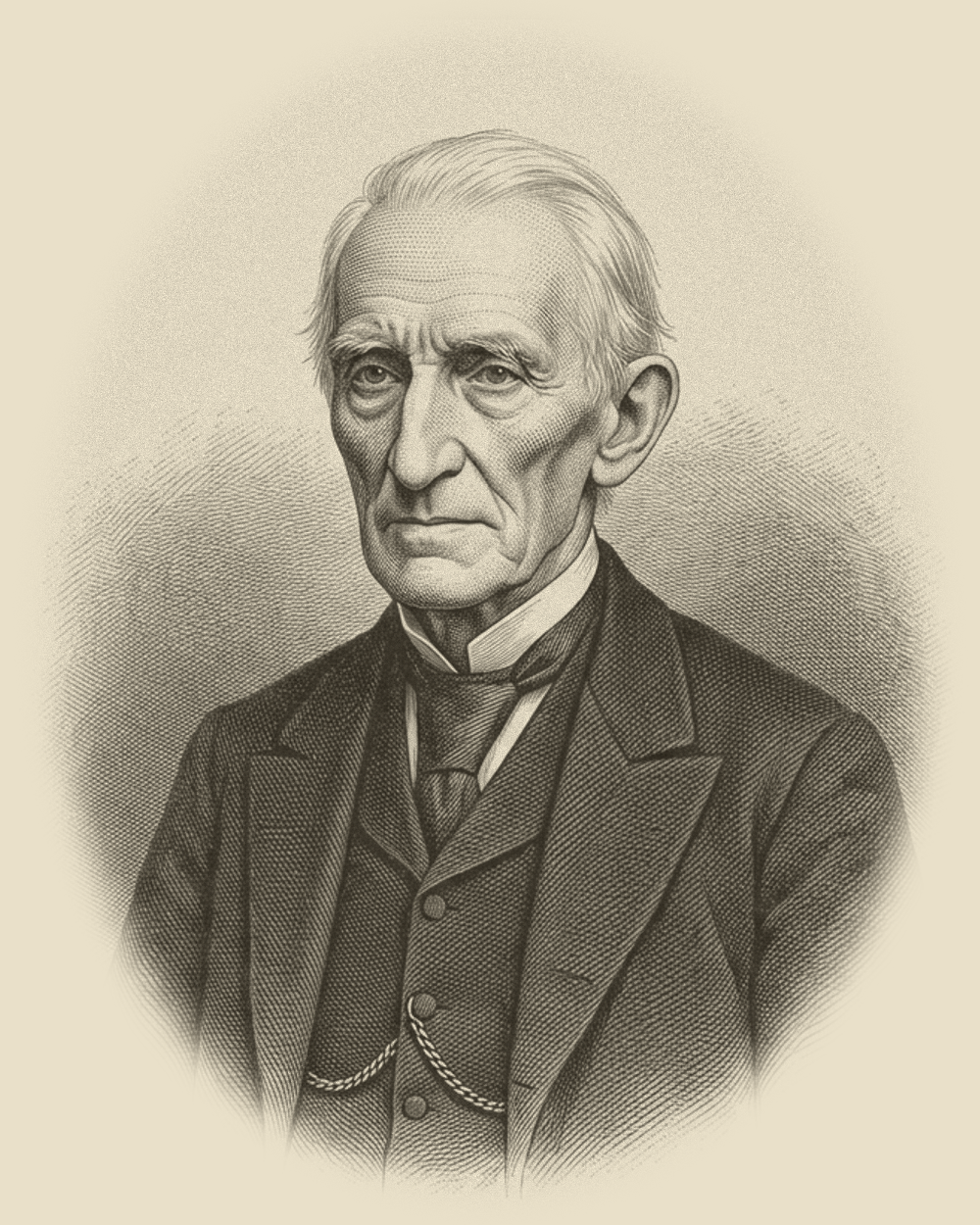 Engraved portrait of Justice Mortimer Quill.