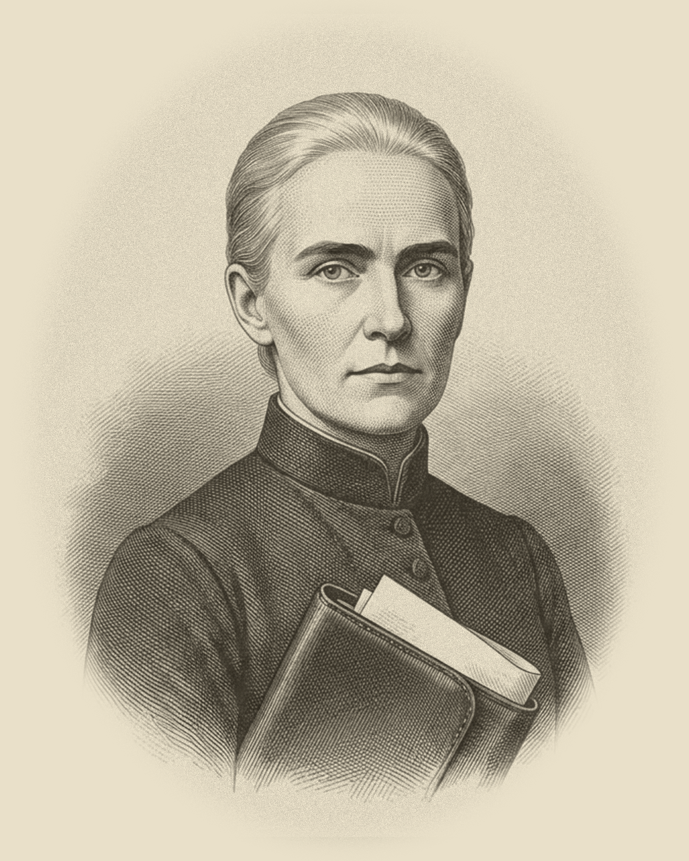 Engraved portrait of Professor Hildegard Voss.